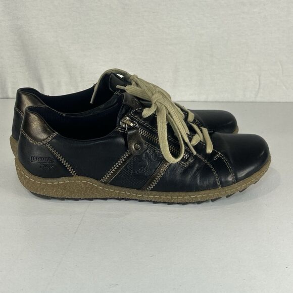 Remonte Tex Shoes Womens 9.5 EU 40 Lace Up Leather Casual Flats Sneakers Zipper - Picture 1 of 9